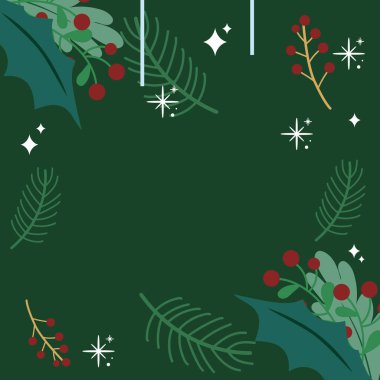 Holly Yaprakları İllüstrasyonlu Boş Noel arkaplanı