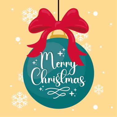 Ağaç topu ikonu vektör resimli Noel kartı