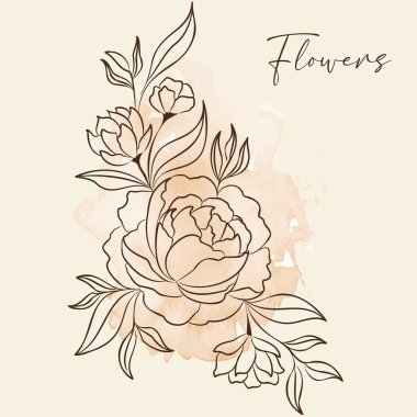 Klasik el çizimi çiçek çizimi Vektör illüstrasyonu