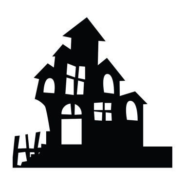 Perili bir evin silueti. Vektör illüstrasyonu.