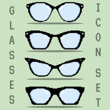 Renkli gözlük simgeleri Vektör illüstrasyonunu ayarlar