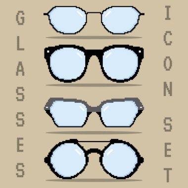 Renkli gözlük simgeleri Vektör illüstrasyonunu ayarlar