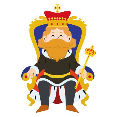 Crown Vector illüstrasyonlu şirin kral karakteri