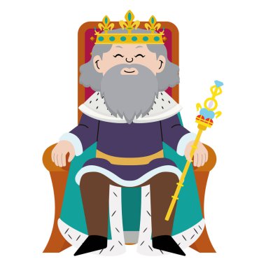 Crown Vector illüstrasyonlu şirin kral karakteri