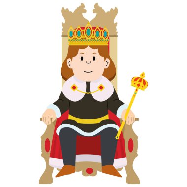 Crown Vector illüstrasyonlu şirin kral karakteri