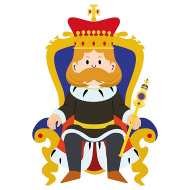 Crown Vector illüstrasyonlu şirin kral karakteri