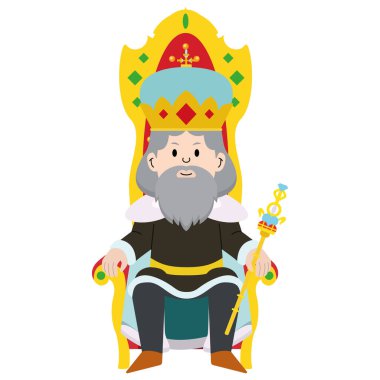 Crown Vector illüstrasyonlu şirin kral karakteri