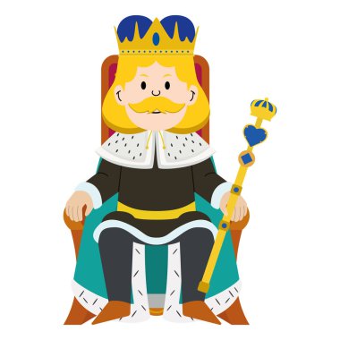 Crown Vector illüstrasyonlu şirin kral karakteri