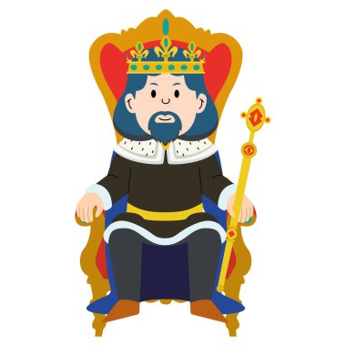 Crown Vector illüstrasyonlu şirin kral karakteri