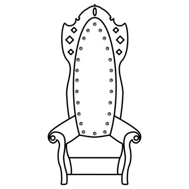 Kraliyet sandalyesi ana hatları simge vektörü illüstrasyonu