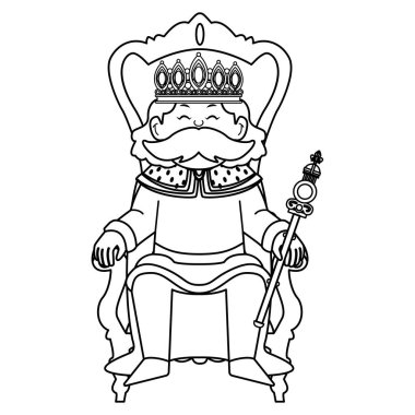 Crown Vector illüstrasyonlu şirin kral karakteri