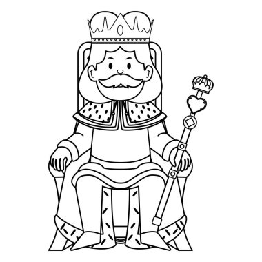 Crown Vector illüstrasyonlu şirin kral karakteri