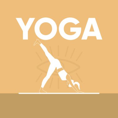 Yoga Vektörü illüstrasyonu yapan kız silueti