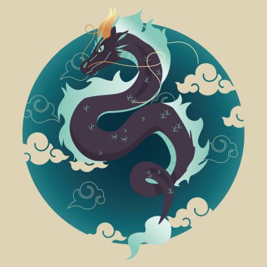 Renkli Çin ejderhası çizgi film karakteri Vektör illüstrasyonu