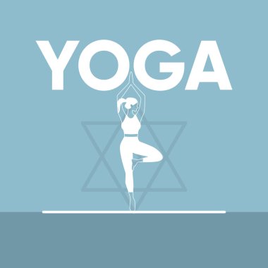Yoga Vektörü illüstrasyonu yapan kız silueti