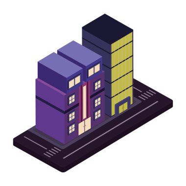 Renkli izometrik yapı ikonu Vektör illüstrasyonu
