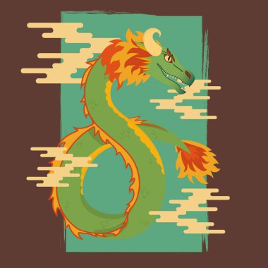 Renkli Çin ejderhası çizgi film karakteri Vektör illüstrasyonu