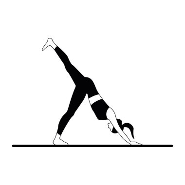 Yoga Vektörü illüstrasyonu yapan kız silueti