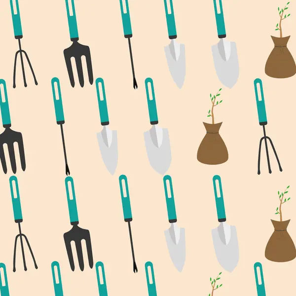 Gartengeräte Werkzeuge Symbole Muster Hintergrund Vektor Illustration Vektorgrafiken