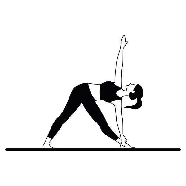 Silhouette Eines Mädchens Beim Yoga Vector Illustration Stockvektor
