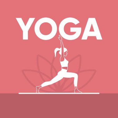 Yoga Vektörü illüstrasyonu yapan kız silueti