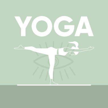 Yoga Vektörü illüstrasyonu yapan kız silueti