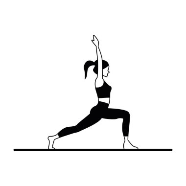Yoga Vektörü illüstrasyonu yapan kız silueti