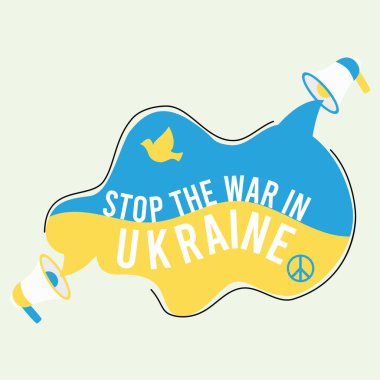 Ukrayna poster illüstrasyonundaki savaşı durdurun.