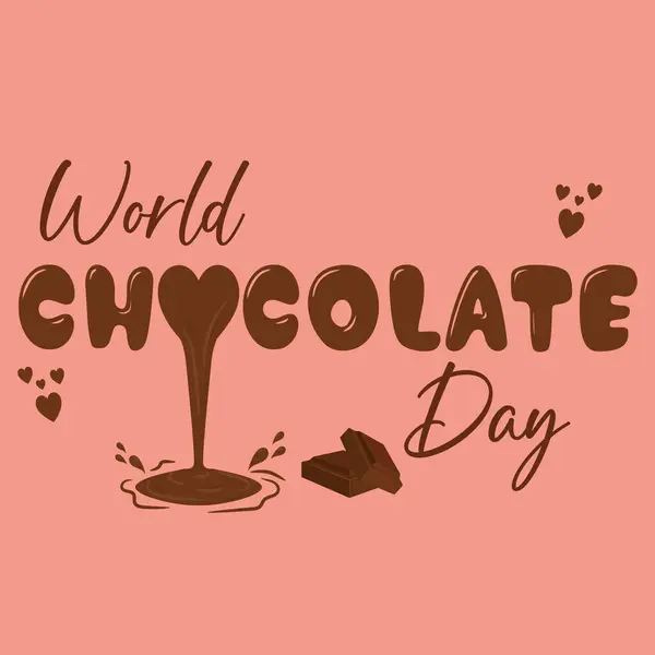 Giornata Mondiale Del Cioccolato Lettering Illustrazione Vettoriale — Vettoriale Stock