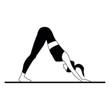 Yoga Vektörü illüstrasyonu yapan kız silueti