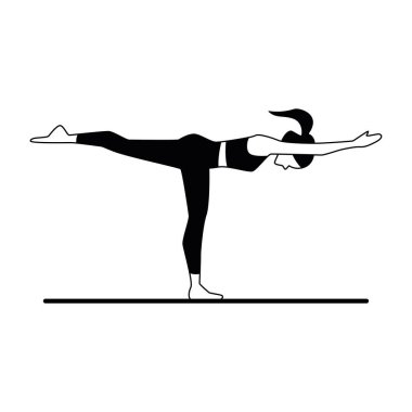 Yoga Vektörü illüstrasyonu yapan kız silueti