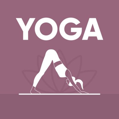 Yoga Vektörü illüstrasyonu yapan kız silueti