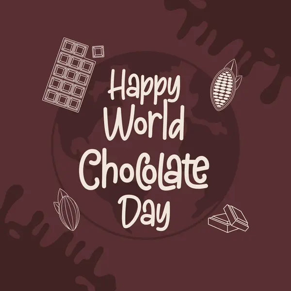 Felice Giornata Del Cioccolato Mondo Poster Illustrazione Vettoriale — Vettoriale Stock