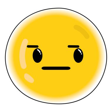 Sevimli duygusuz emoji simgesi Vektör illüstrasyonu