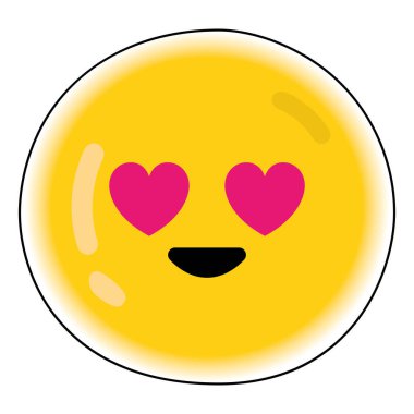Aşk emojisi ikonu Vektör illüstrasyonunda sevimli mutlu