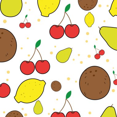 Renkli meyve simgeleri Desen arkaplan Vektörü illüstrasyonu