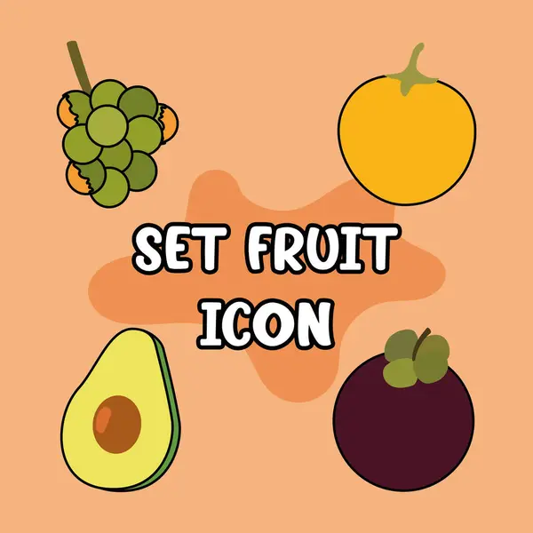 Ensemble Icônes Fruits Illustration Vectorielle Illustration De Stock