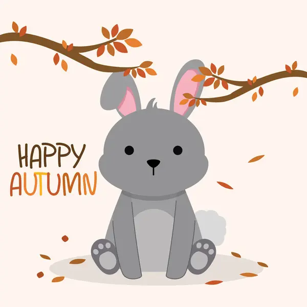 Niedliche Kaninchen Herbst Tier Charakter Vector Illustration Vektorgrafiken