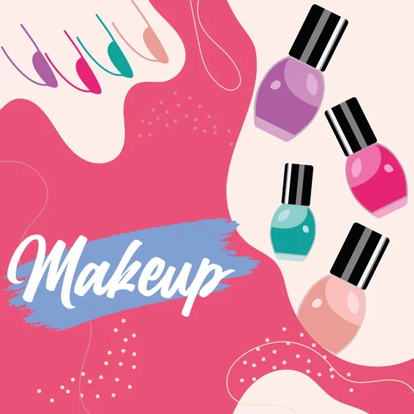 Makeup Αφίσα Έγχρωμο Βερνίκι Νυχιών Διάνυσμα Εικονογράφηση Διάνυσμα Αρχείου