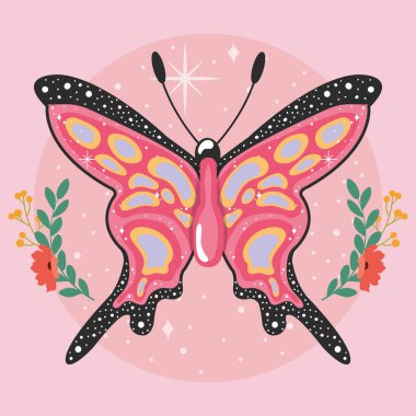 Renkli Kelebek Şirin Böcek Vektörü illüstrasyonu