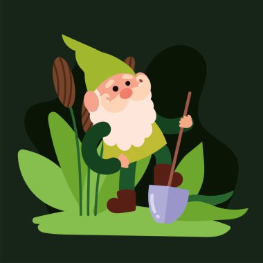 Bahçe cücesi çizgi film karakteri Vektör illüstrasyonu