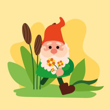 Bahçe cücesi çizgi film karakteri Vektör illüstrasyonu