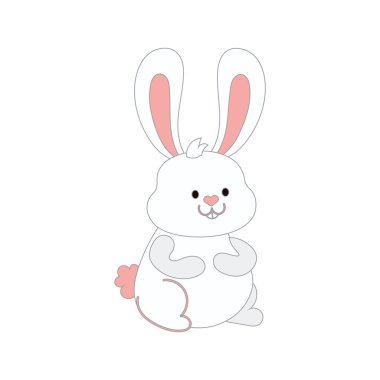 Tatlı Paskalya tavşanı çizgi filmi Kawai Vektör illüstrasyonu