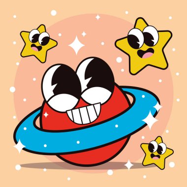 Gezegen modası çizgi film karakteri Vektör illüstrasyonu