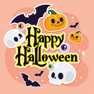 Mutlu Cadılar Bayramı poster vektör çizim