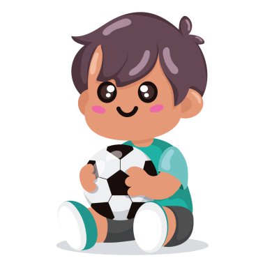 Erkek çizgi film karakteri Futbol Topu Vektörü illüstrasyonu