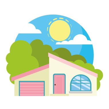 Modern aile evi Residential Vector illüstrasyonu