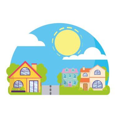 Modern aile evi Residential Vector illüstrasyonu