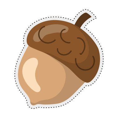 Meşe palamudu sonbahar etiket simgesi Vektör illüstrasyonuName