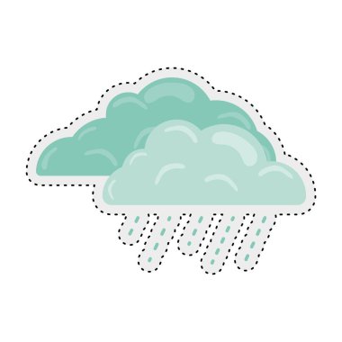 yağmur bulutları Sonbahar çıkartma simgesi Vektör illüstrasyonuName
